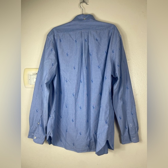 Polo Ralph Lauren Pony AOP Logo Logomania Collared Causal Dress Shirt XL - Picture 7 of 7